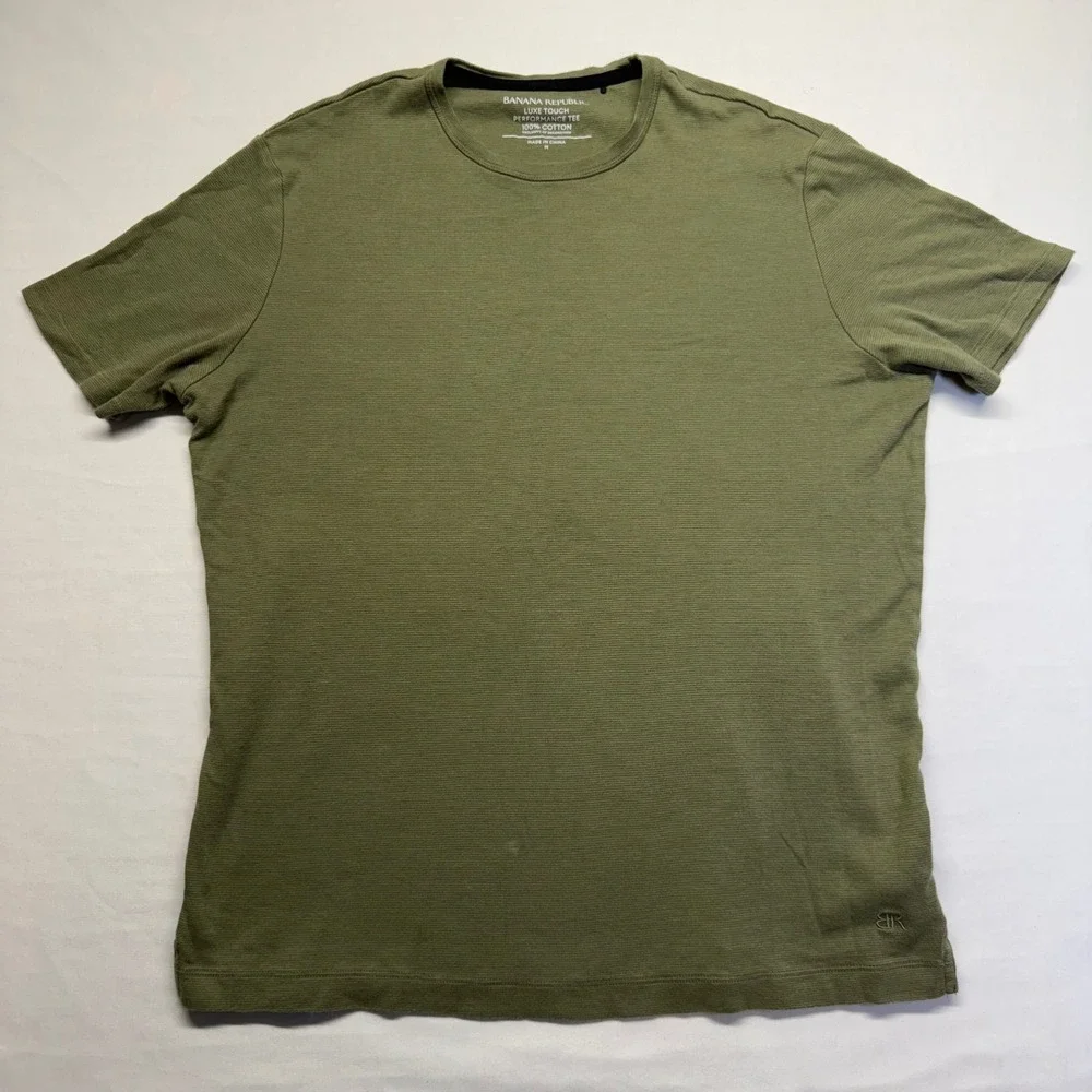 Banana Republic Luxe Touch Performance Tee Mens Sz M Olive Green Cotton T Shirt